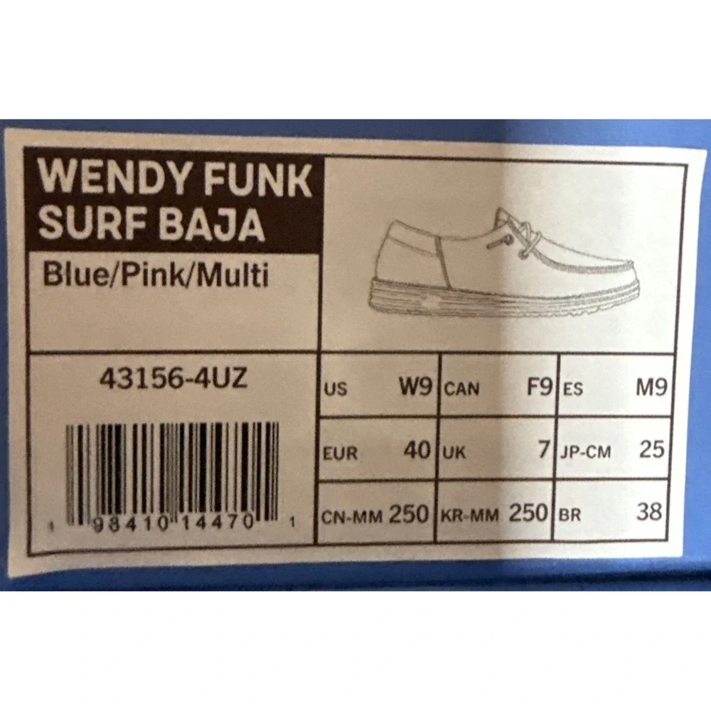 Hey Dude Wendy Funk Surf Baja Ivory/Multi Color Women's Size 9 Slip On Shoes NEW